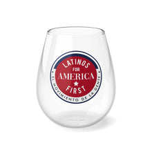 Load image into Gallery viewer, Stemless Latinos for America First Wine Glass
